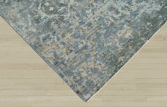 8x10 Gray, Beige, Light Gold Color Hand Knotted Oushak Wool Transitional Oriental Rug