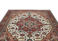 9x12 Ivory, Rose, Rust Color Hand Knotted Oushak Wool Oriental Rug