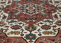 9x12 Ivory, Rose, Rust Color Hand Knotted Oushak Wool Oriental Rug