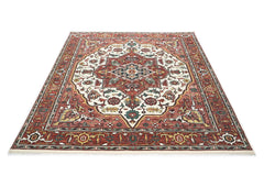 9x12 Ivory, Rust, Rose Color Hand Knotted Oushak Wool Oriental Rug