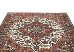 9x12 Ivory, Rust, Rose Color Hand Knotted Oushak Wool Oriental Rug