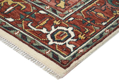 9x12 Ivory, Rust, Rose Color Hand Knotted Oushak Wool Oriental Rug