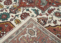 9x12 Ivory, Rust, Rose Color Hand Knotted Oushak Wool Oriental Rug