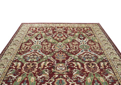 9x12 Rust, Lime, Ivory Color Hand Knotted Oushak Wool Transitional Oriental Rug