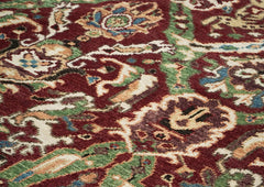 9x12 Rust, Lime, Ivory Color Hand Knotted Oushak Wool Transitional Oriental Rug