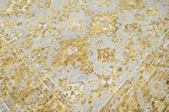 Multi Size Gray Gold Color Hand Knotted Indo Oushak Wool Transitional Oriental Rug