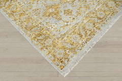 Multi Size Gray Gold Color Hand Knotted Indo Oushak Wool Transitional Oriental Rug
