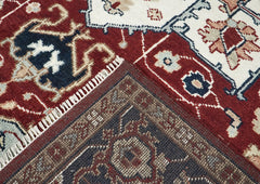 9x12 Rust, Ivory, Blue Color Hand Knotted Oushak Wool Oriental Rug