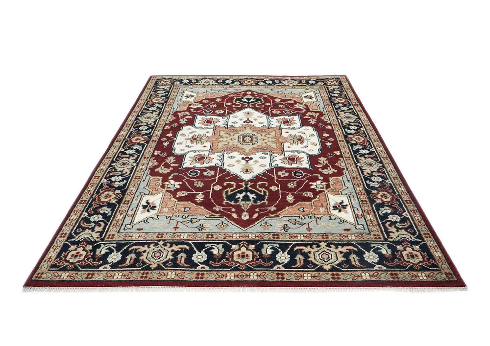 9x12 Rust, Ivory, Blue Color Hand Knotted Oushak Wool Oriental Rug