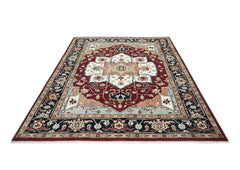 9x12 Rust, Ivory, Blue Color Hand Knotted Oushak Wool Oriental Rug