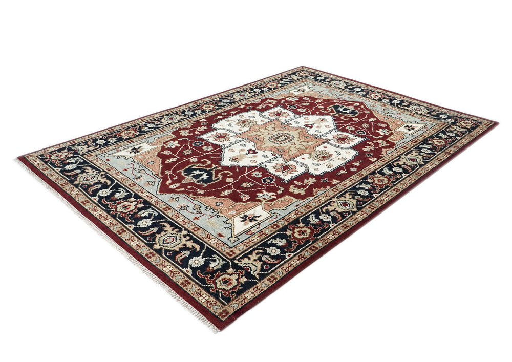 9x12 Rust, Ivory, Blue Color Hand Knotted Oushak Wool Oriental Rug