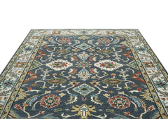 9x12 Blue, Ivory, Green Color Hand Knotted Oushak Wool Oriental Rug