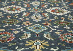9x12 Blue, Ivory, Green Color Hand Knotted Oushak Wool Oriental Rug