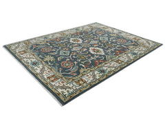 9x12 Blue, Ivory, Green Color Hand Knotted Oushak Wool Oriental Rug