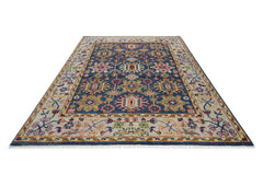 8x10 Navy, Gray, Biege Color Hand Knotted Oushak Wool Oriental Rug