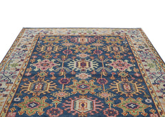 8x10 Navy, Gray, Biege Color Hand Knotted Oushak Wool Oriental Rug