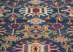 8x10 Navy, Gray, Biege Color Hand Knotted Oushak Wool Oriental Rug