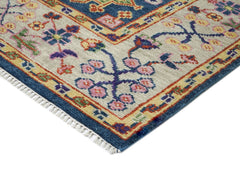 8x10 Navy, Gray, Biege Color Hand Knotted Oushak Wool Oriental Rug