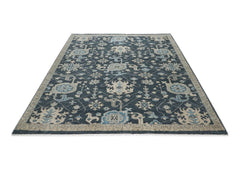 8x10 Slate, Gray, Beige Color Hand Knotted Oushak Wool Oriental Rug