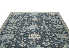 8x10 Slate, Gray, Beige Color Hand Knotted Oushak Wool Oriental Rug
