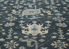 8x10 Slate, Gray, Beige Color Hand Knotted Oushak Wool Oriental Rug