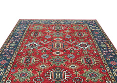 8x10 Red, Navy, Gold Color Hand Knotted Oushak Wool Oriental Rug