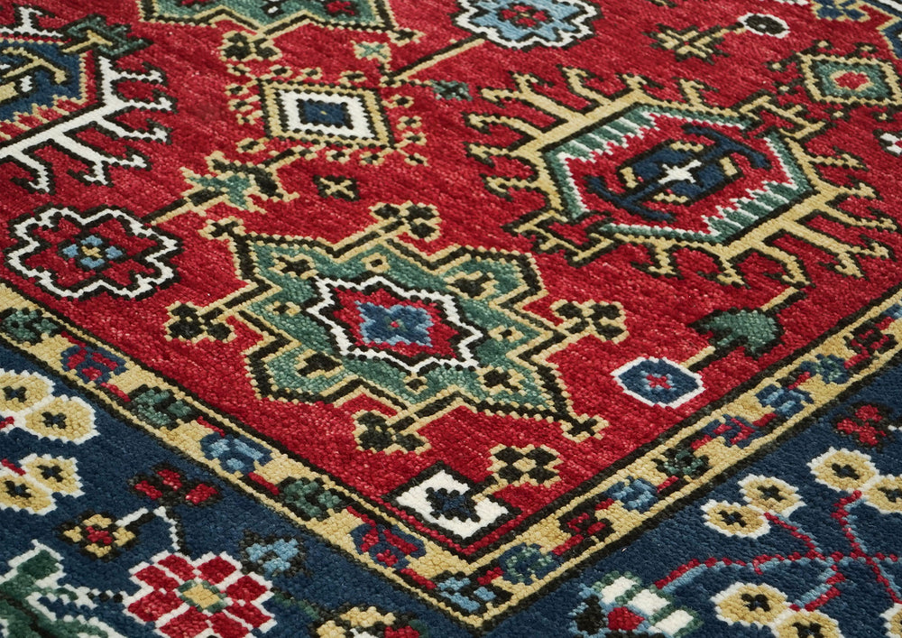 8x10 Red, Navy, Gold Color Hand Knotted Oushak Wool Oriental Rug