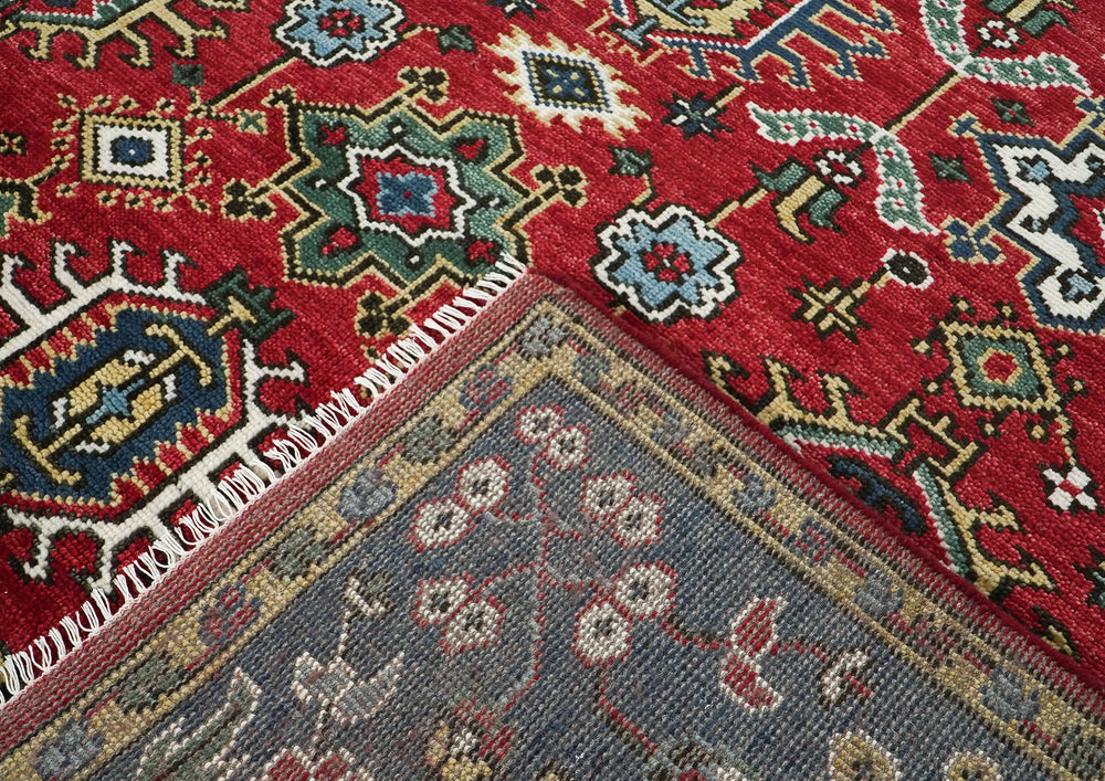 8x10 Red, Navy, Gold Color Hand Knotted Oushak Wool Oriental Rug