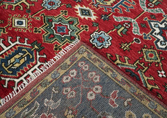 8x10 Red, Navy, Gold Color Hand Knotted Oushak Wool Oriental Rug