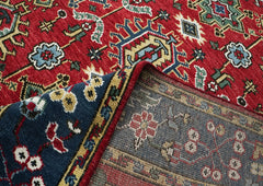 8x10 Red, Navy, Gold Color Hand Knotted Oushak Wool Oriental Rug
