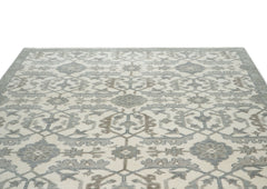 8x10 Ivory, Gray, Beige Color Hand Knotted Oushak Wool Transitional Oriental Rug