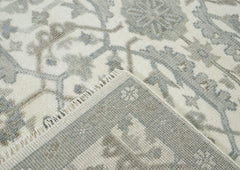 8x10 Ivory, Gray, Beige Color Hand Knotted Oushak Wool Transitional Oriental Rug