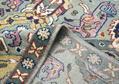 8x10 Gray, Pink, Gold Color Hand Knotted Oushak Wool Oriental Rug
