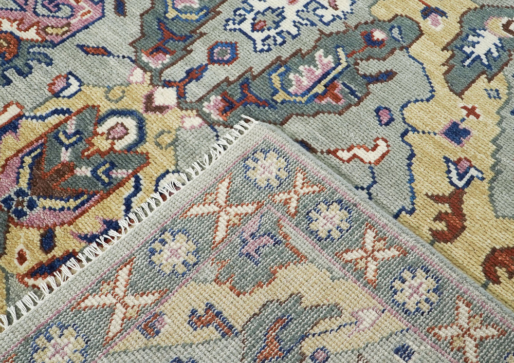 8x10 Gray, Pink, Gold Color Hand Knotted Oushak Wool Oriental Rug