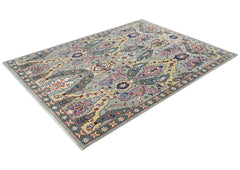 8x10 Gray, Pink, Gold Color Hand Knotted Oushak Wool Oriental Rug