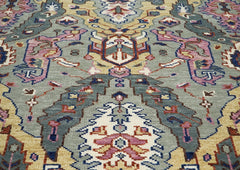 8x10 Gray, Pink, Gold Color Hand Knotted Oushak Wool Oriental Rug