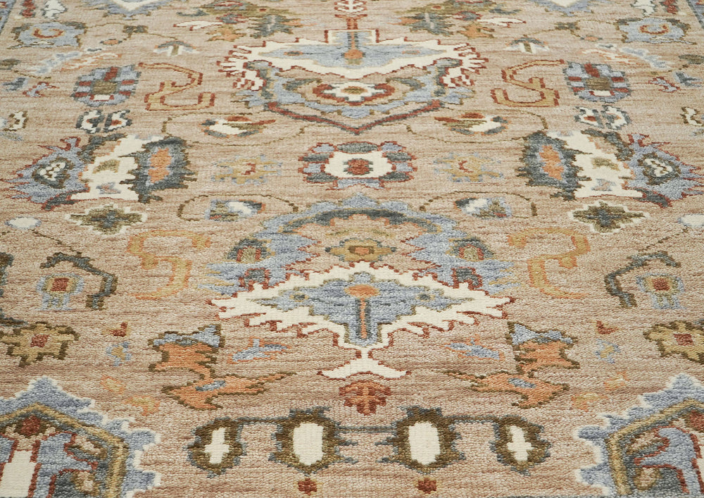 8x10 Mocha, Ivory, Gray Color Hand Knotted Oushak Wool Oriental Rug