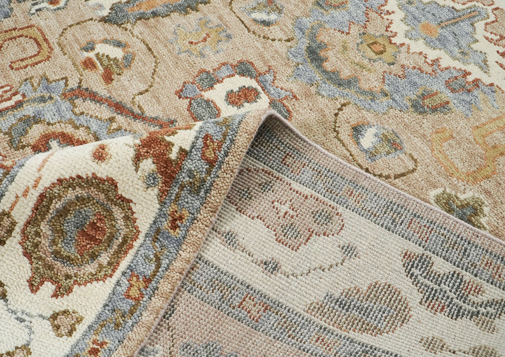 8x10 Mocha, Ivory, Gray Color Hand Knotted Oushak Wool Oriental Rug