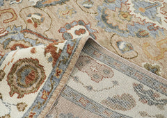 8x10 Mocha, Ivory, Gray Color Hand Knotted Oushak Wool Oriental Rug