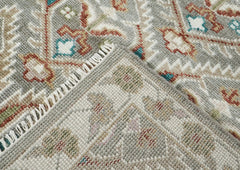 8x10 Gray, Ivory, Rust Color Hand Knotted Oushak Wool Transitional Oriental Rug
