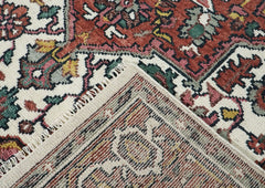 8x10 Pink, Ivory, Gold Color Hand Knotted Heriz Wool Traditional Oriental Rug