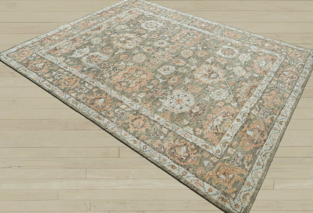 8x10 Moss, Rust, Beige Color Hand Knotted Oushak Wool Traditional Oriental Rug