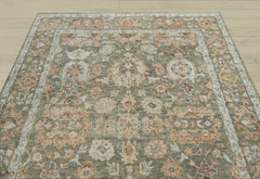 8x10 Moss, Rust, Beige Color Hand Knotted Oushak Wool Traditional Oriental Rug
