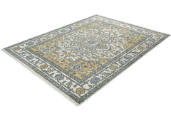 8x10 Ivory, Gold, Gray Color Hand Knotted Oushak Wool Traditional Oriental Rug