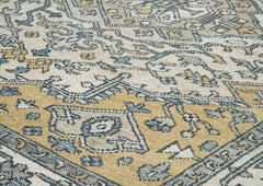8x10 Ivory, Gold, Gray Color Hand Knotted Oushak Wool Traditional Oriental Rug
