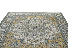 8x10 Ivory, Gold, Gray Color Hand Knotted Oushak Wool Traditional Oriental Rug