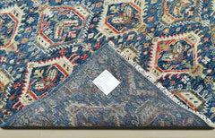 8x10 Navy, Beige, Burnt Orange Color Hand Knotted Oushak Wool Transitional Oriental Rug