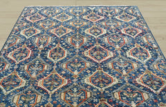 8x10 Navy, Beige, Burnt Orange Color Hand Knotted Oushak Wool Transitional Oriental Rug