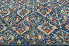 8x10 Navy, Beige, Burnt Orange Color Hand Knotted Oushak Wool Transitional Oriental Rug