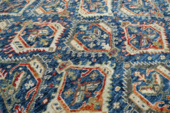 8x10 Navy, Beige, Burnt Orange Color Hand Knotted Oushak Wool Transitional Oriental Rug